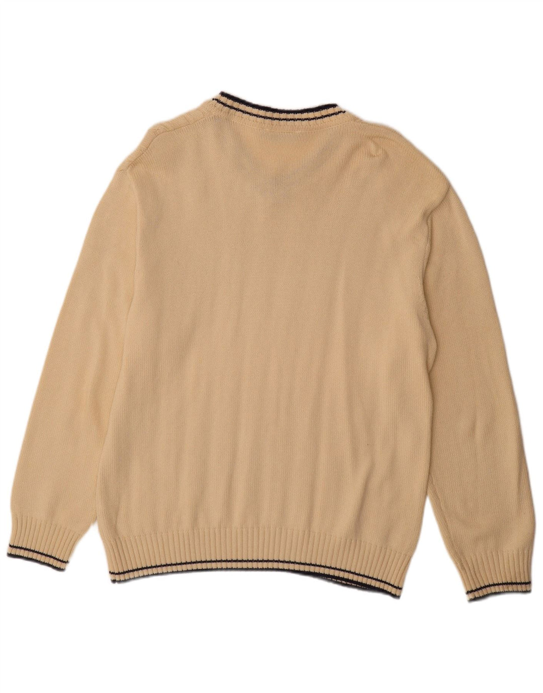 Jeanagers Mens V-Neck Jumper Sweater Large Beige Cotton