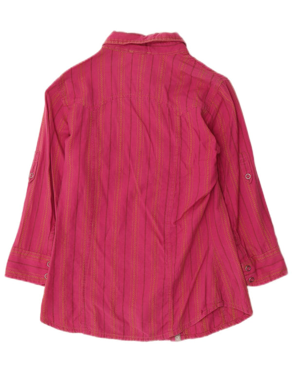 The North Face Damen-Hemd mit 3/4-Ärmeln, UK 6 XS, rosa gestreift, Baumwolle