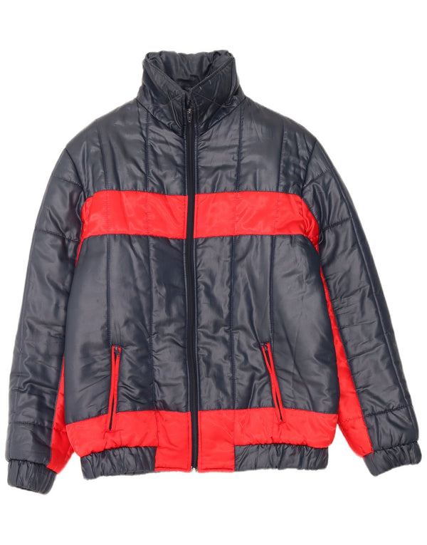 Jaqueta acolchoada masculina vintage com capuz EU 56 3XL azul marinho Colourblock Nylon