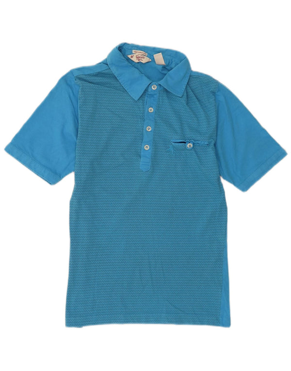 Penguin Camisa polo masculina de manga curta Herritage Fit pequena listrada azul