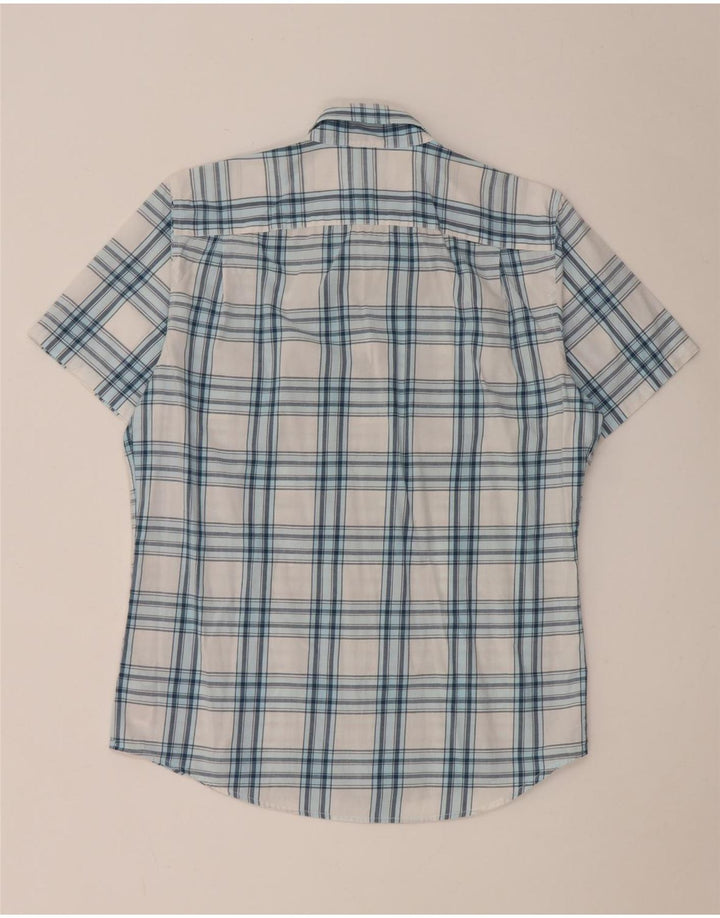 Gap Mens Short Sleeve Slim Fit Shirt Medium White Check Cotton
