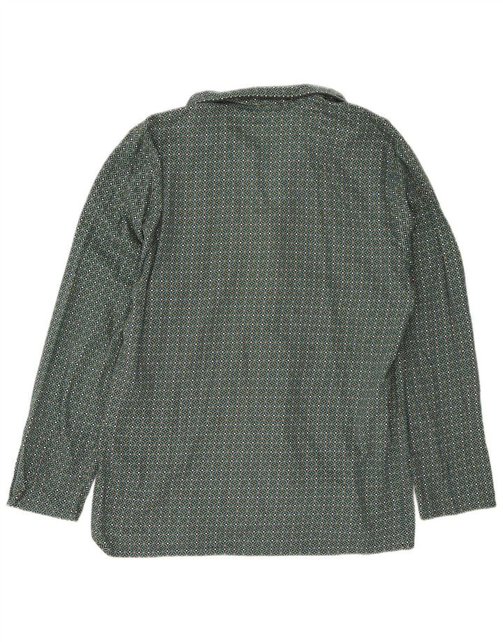 Marks & Spencer Mens Shirt Large Green Geometric Cotton