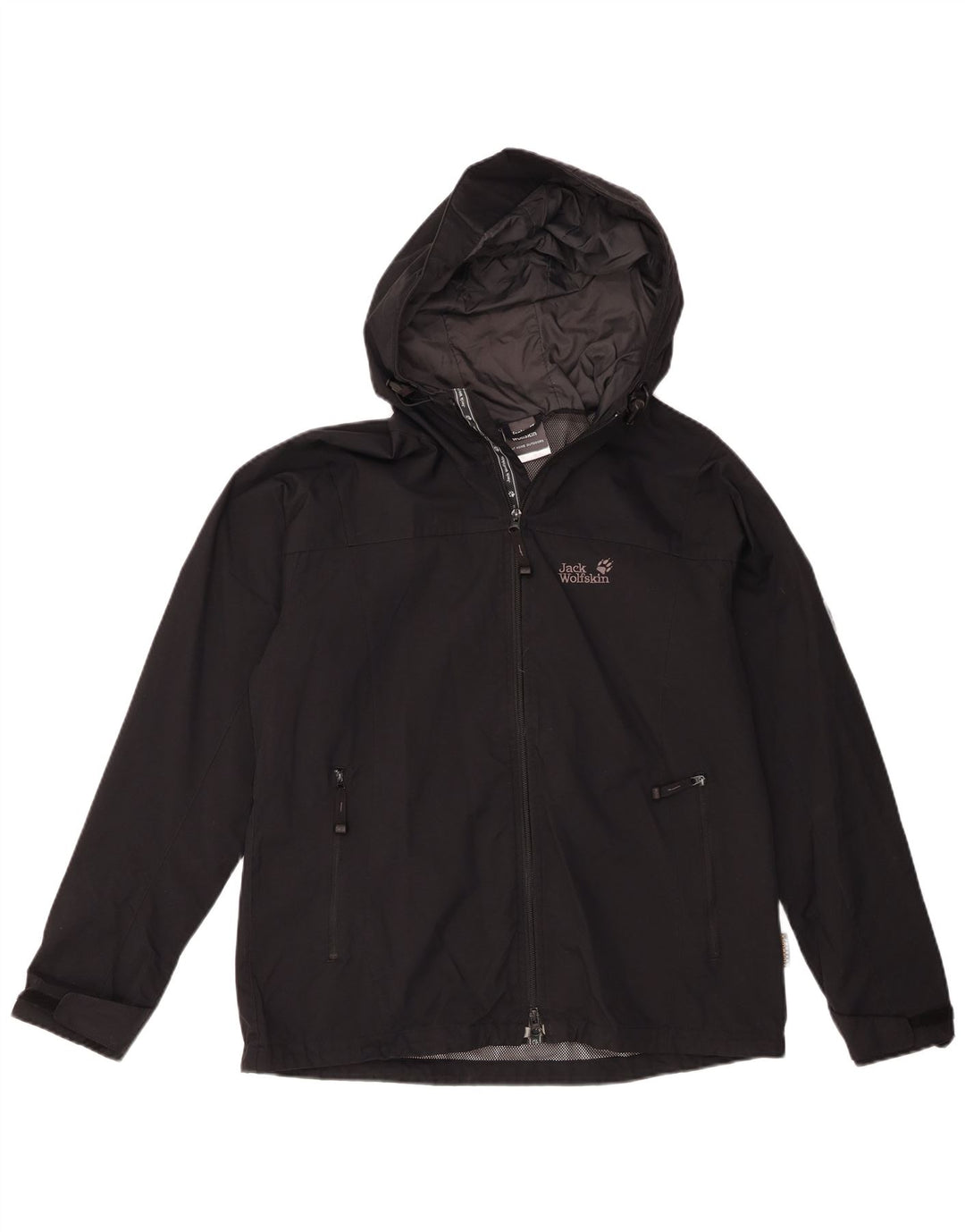 Jack Wolfskin Womens Hooded Rain Jacket UK 16 Large  Black Polyamide