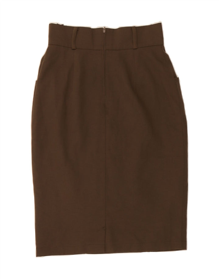 VINTAGE Womens Pencil Skirt UK 12 Medium W28  Brown Polyester Vintage Vintage and Second-Hand Vintage from Messina Hembry 