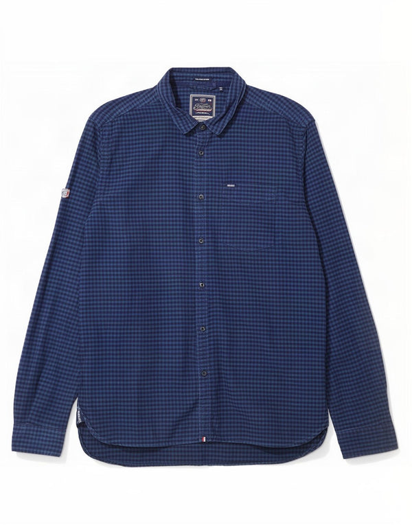 Koszula męska Superdry 2XL, bawełniana, granatowa kratka