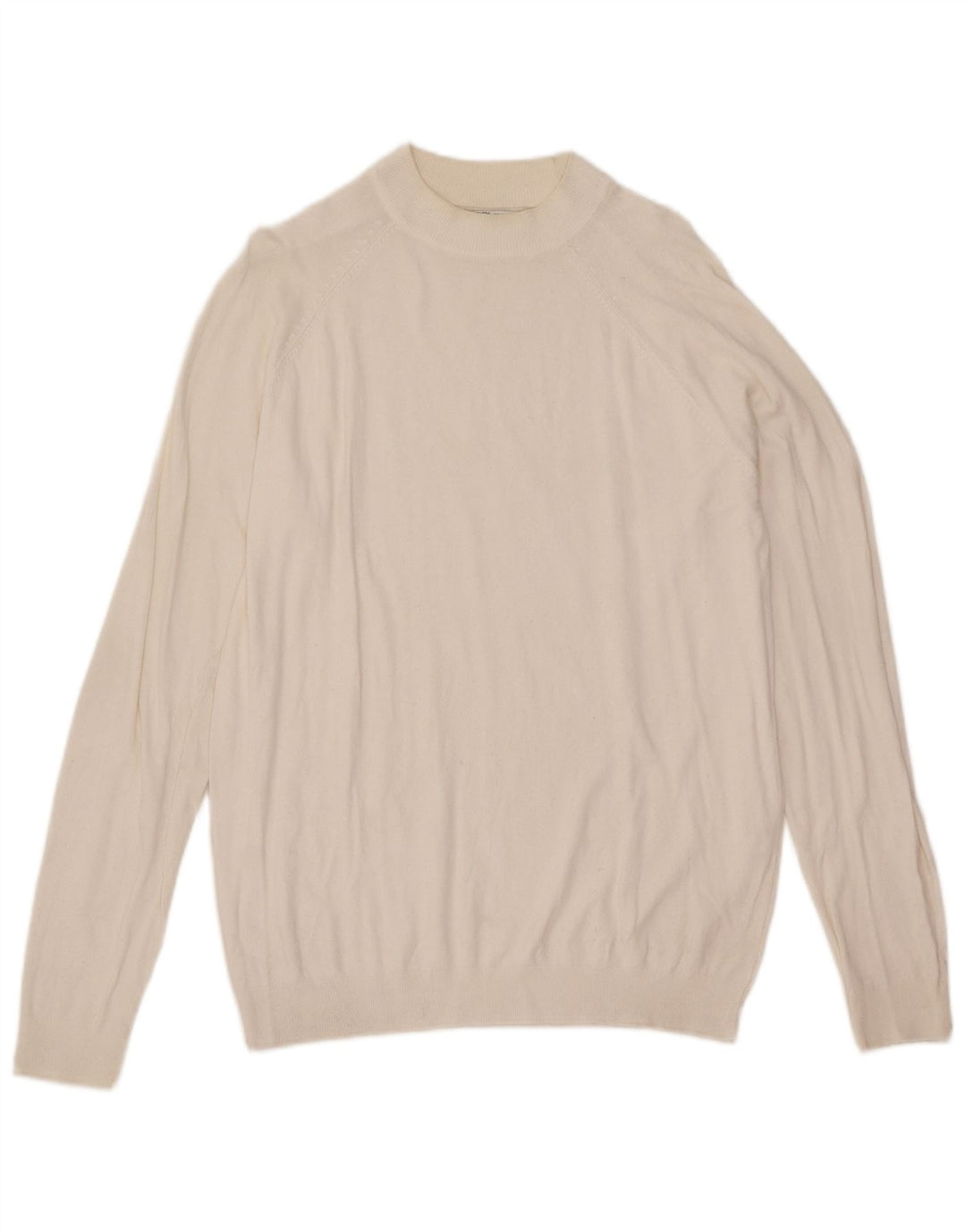 Zara Mens Crew Neck Jumper Sweater Medium White Viscose