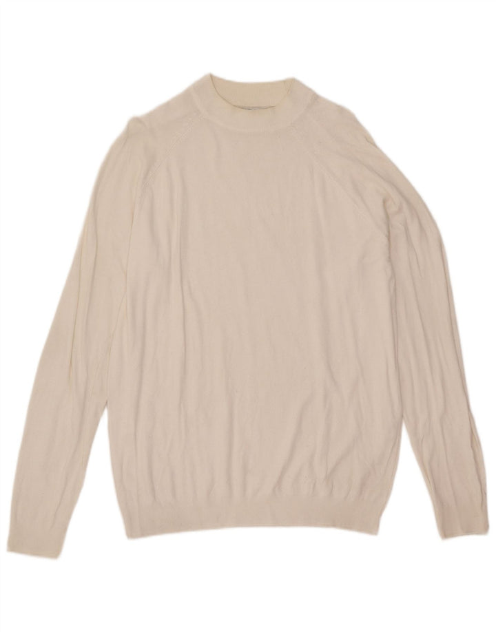 Zara Mens Crew Neck Jumper Sweater Medium White Viscose