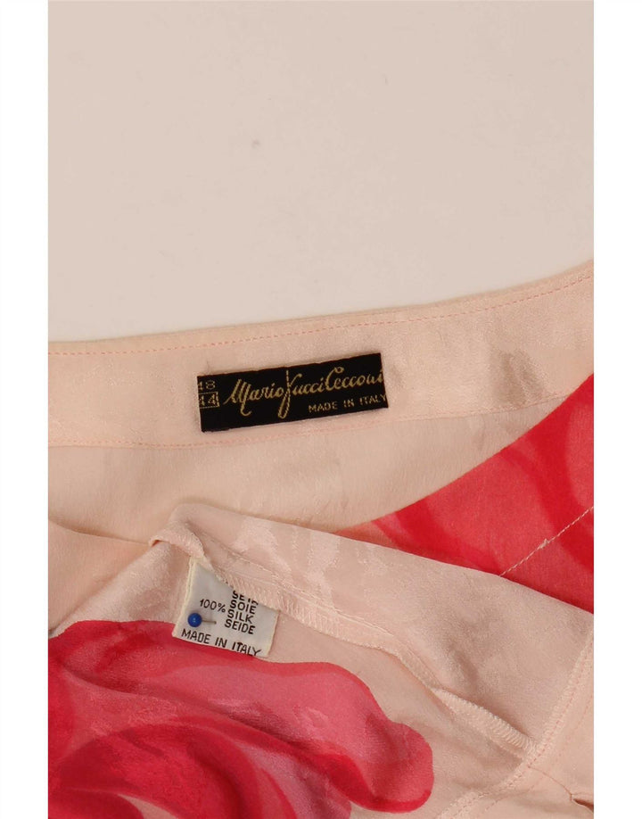 Mario Pucci Cecconi Womens See Through Blouse Top IT 44 Medium Pink Floral
