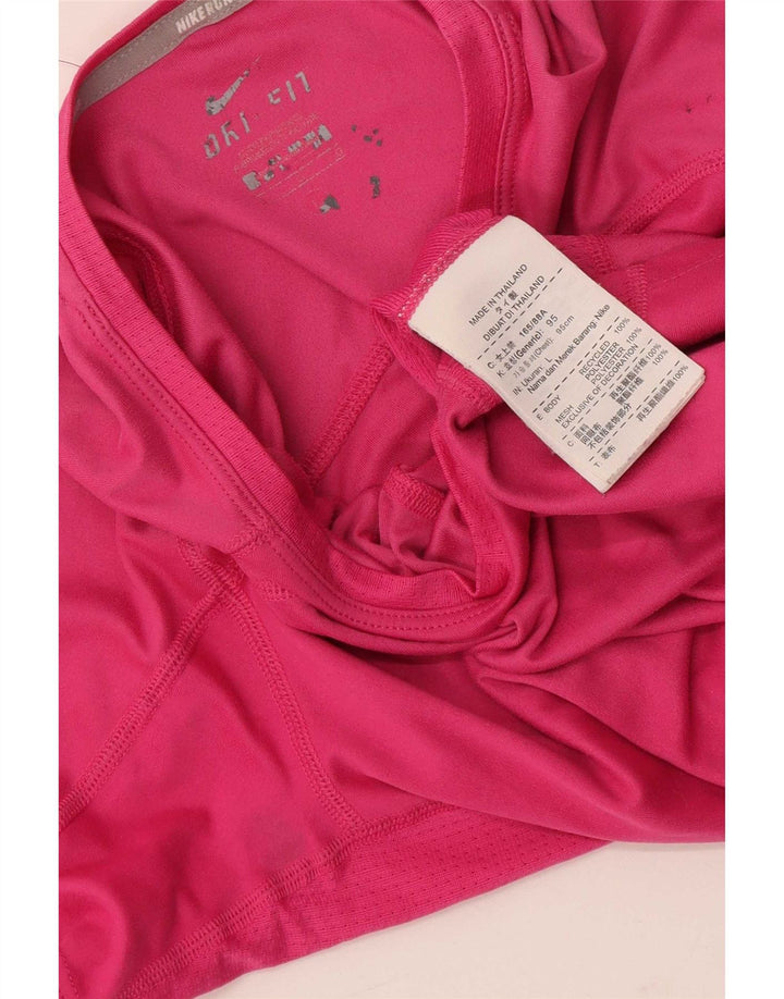 Nike Womens Dri Fit T-Shirt Top UK 14 Medium Pink Polyester