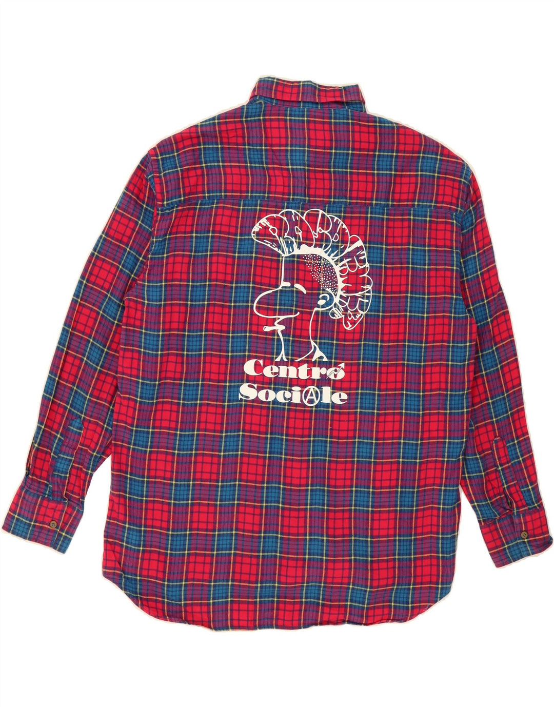 PASDEMER Mens Graphic Flannel Shirt Large Red Check Cotton Vintage Pasdemer and Second-Hand Pasdemer from Messina Hembry 
