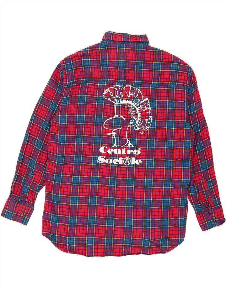 PASDEMER Mens Graphic Flannel Shirt Large Red Check Cotton Vintage Pasdemer and Second-Hand Pasdemer from Messina Hembry 