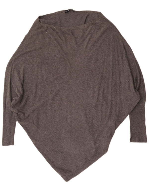 Zara Dame Oversized 3/4-ærmet Boat Neck sweater UK 16 Large Grå