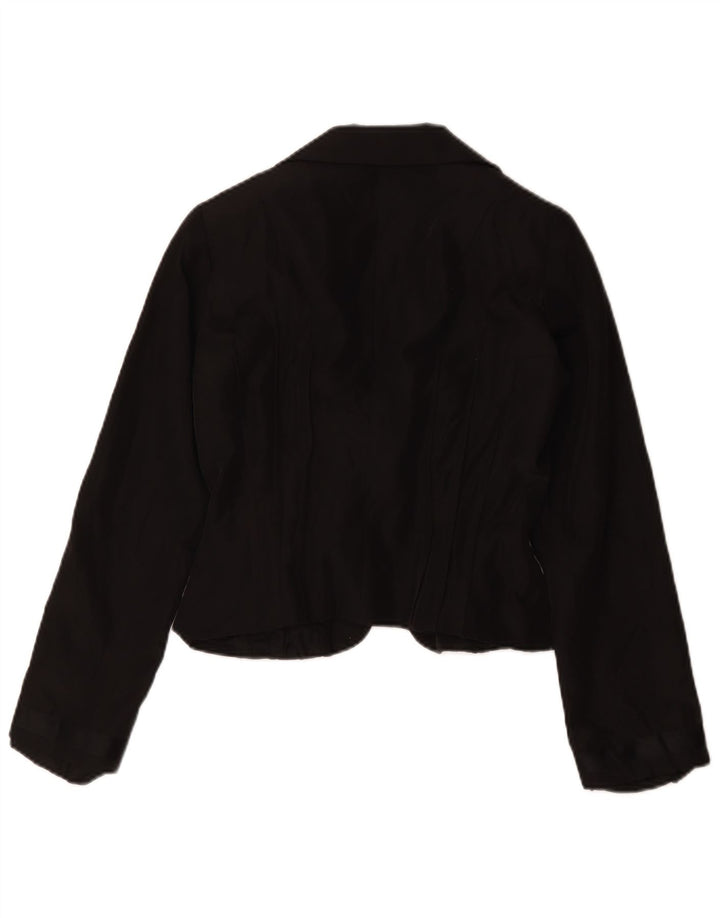 Vintage Womens Crop 1 Button Blazer Jacket IT 42 Medium Black Acetate