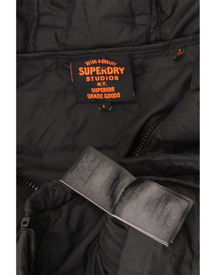 Giacca imbottita con cappuccio da uomo Superdry UK 40 grande poliestere nero