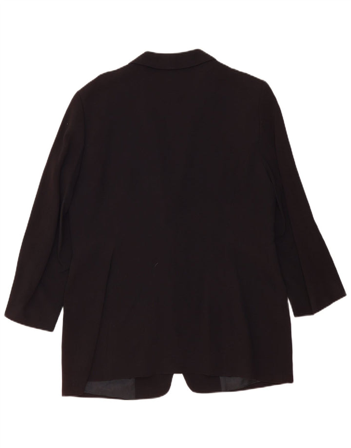 ZARA Womens 1 Button 3/4 Sleeve Blazer Jacket EU 44 XL Black Rayon