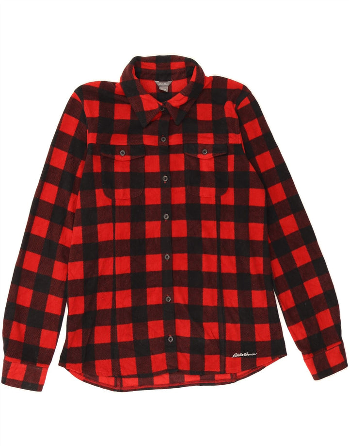EDDIE BAUER Womens Flannel Shirt UK 14 Medium Red Check Polyester Vintage Eddie Bauer and Second-Hand Eddie Bauer from Messina Hembry 
