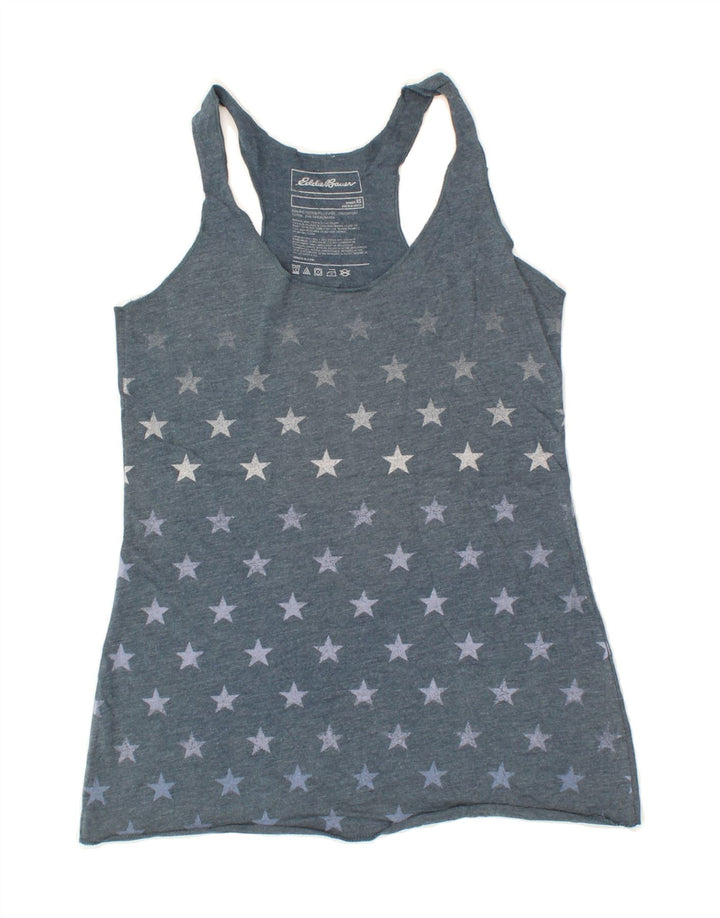EDDIE BAUER Womens Abstract Pattern Vest Top UKI 6 XS Grey Cotton Vintage Eddie Bauer and Second-Hand Eddie Bauer from Messina Hembry 