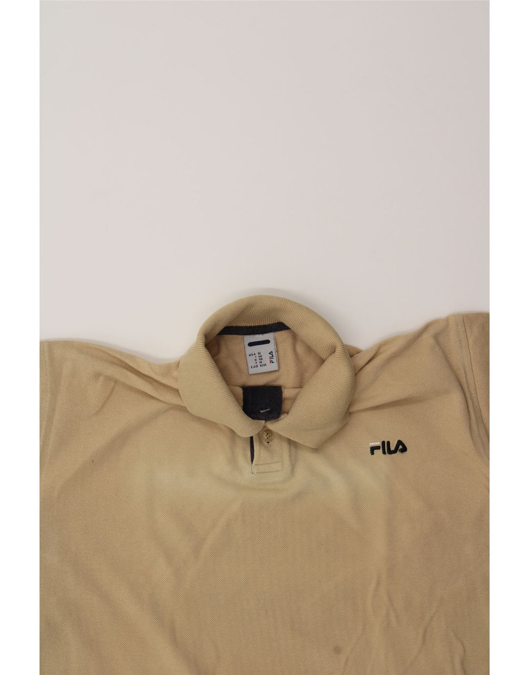 FILA Mens Polo Shirt Medium Beige Cotton Vintage Fila and Second-Hand Fila from Messina Hembry 