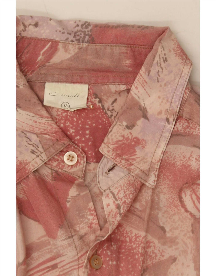 Vintage hombres patrón abstracto camisa de manga corta viscosa rosa medio