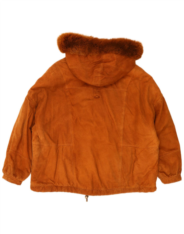 Conbipel Womens Hooded Suede Jacket UK 22 3XL Brown