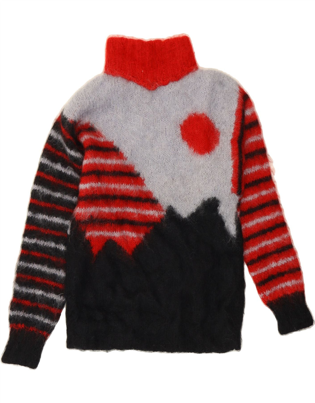 VINTAGE Womens Roll Neck Jumper Sweater UK 12 Medium Multicoloured Striped Vintage Vintage and Second-Hand Vintage from Messina Hembry 