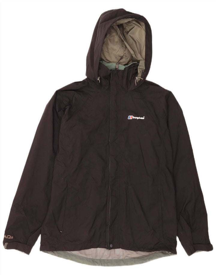 Berghaus Jungen-Regenjacke mit Kapuze, 11–12 Jahre, schwarzes Polyamid