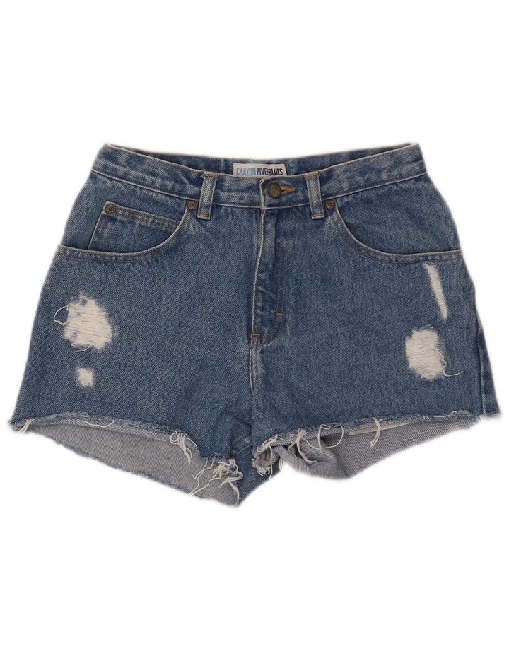 CANYON RIVER BLUES Womens Distressed Denim Hot Pants W29 Medium Blue