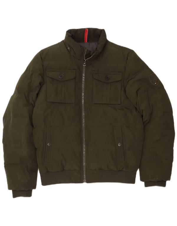 Tommy Hilfiger Mens Padded Jacket UK 38 Medium Green Polyester