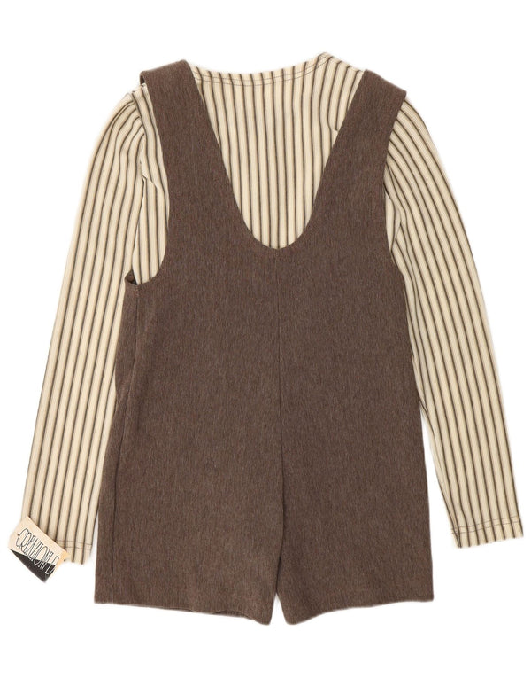 Set da 2 pezzi vintage da donna UK 12 a righe marrone medio
