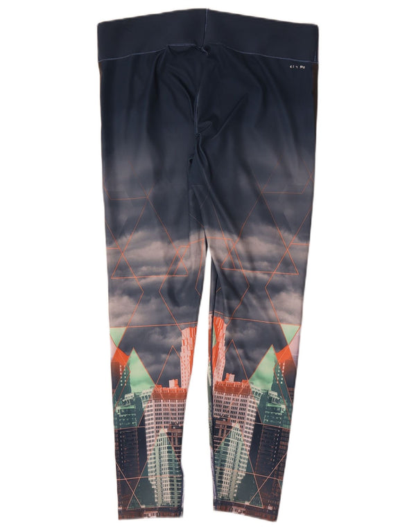 Adidas Damen Climalite Graphic Leggings UK 16/18 Large Marineblau