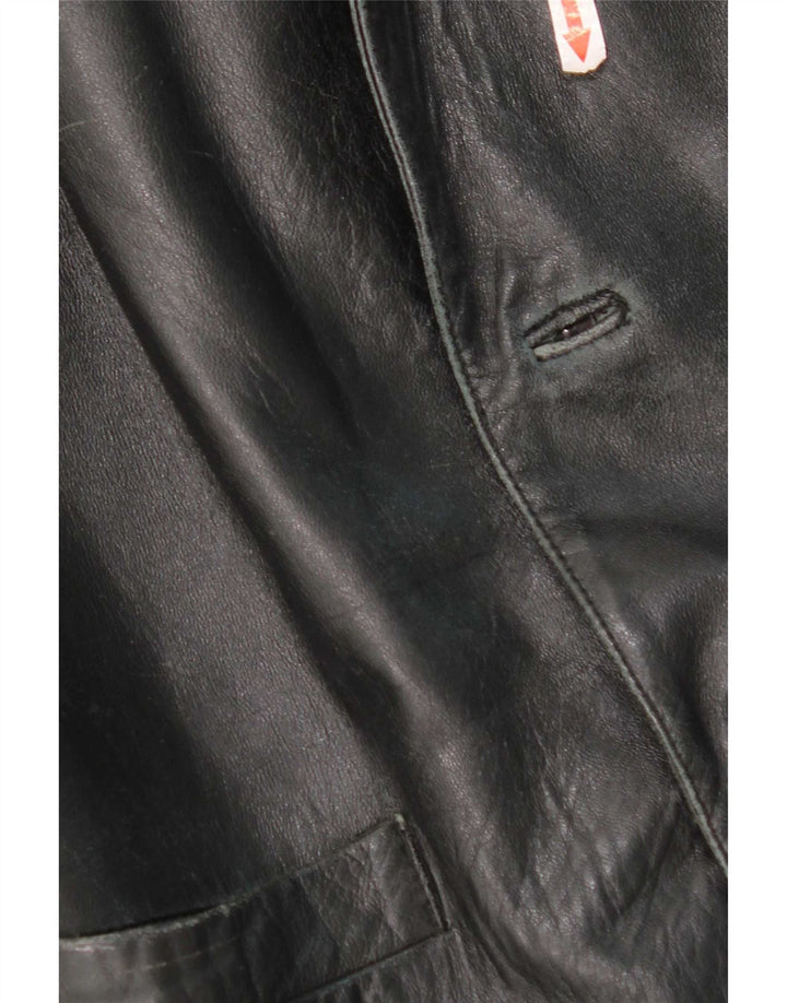 Vintage Ανδρικό Δερμάτινο Σακάκι με 3 Κουμπιά UK 40 Large Μαύρο