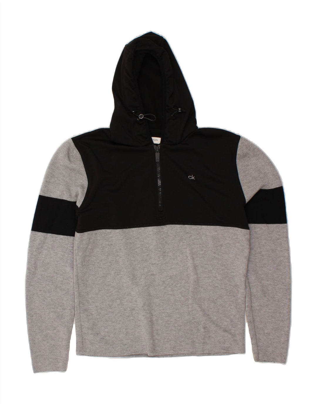CALVIN KLEIN Mens Golf Hoodie Jumper Small Grey Colourblock Polyester Vintage Calvin Klein and Second-Hand Calvin Klein from Messina Hembry 