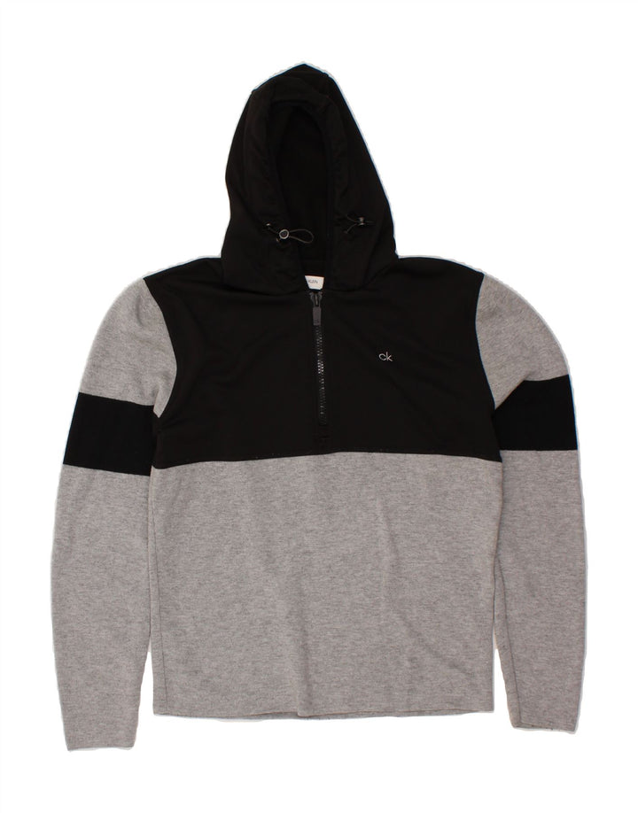 CALVIN KLEIN Mens Golf Hoodie Jumper Small Grey Colourblock Polyester Vintage Calvin Klein and Second-Hand Calvin Klein from Messina Hembry 