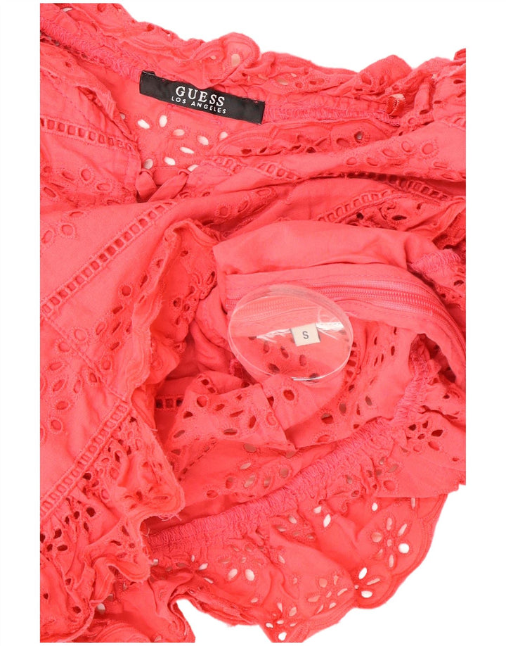 Guess Womens Crop Bluse Top UK 10 Small Pink