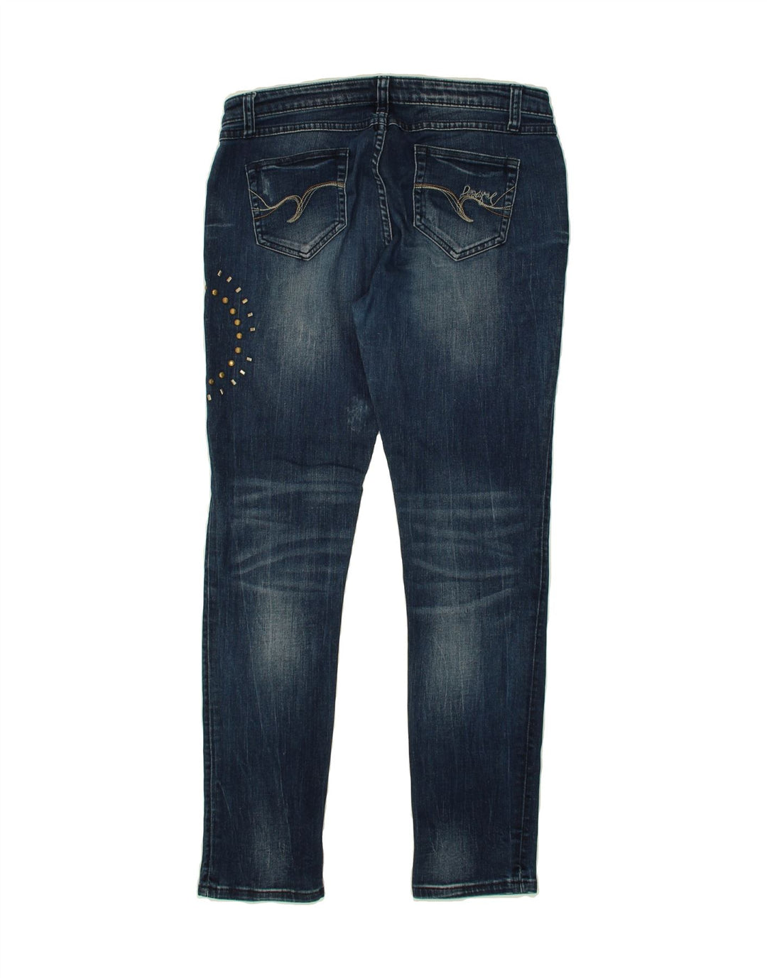 DESIGUAL Womens Graphic Slim Jeans W30 L29 Navy Blue Vintage Desigual and Second-Hand Desigual from Messina Hembry 