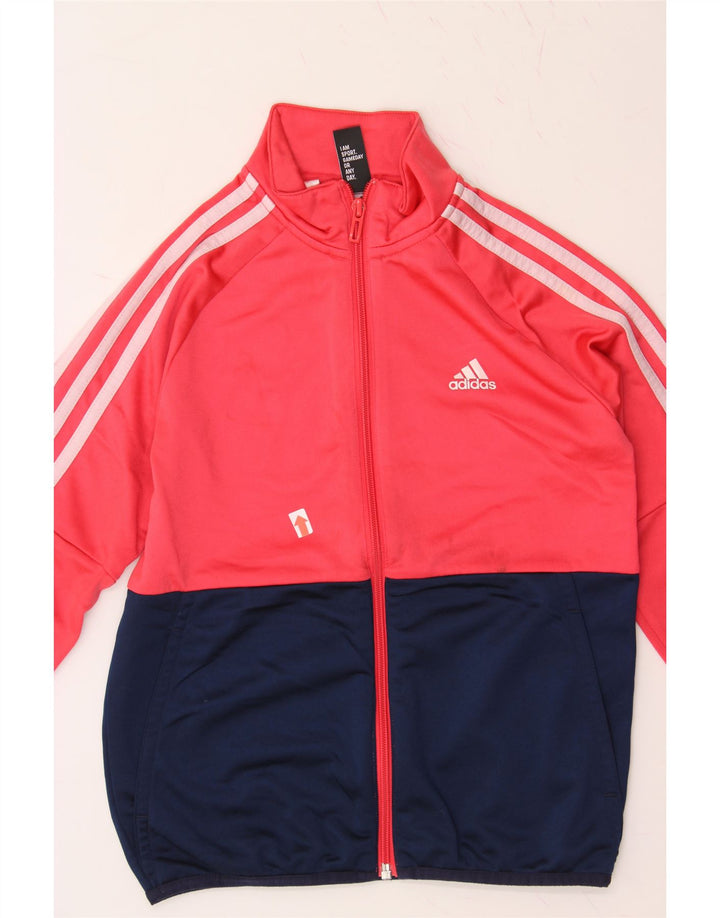 ADIDAS Boys Tracksuit Top Jacket 9-10 Years Pink Colourblock Polyester Vintage Adidas and Second-Hand Adidas from Messina Hembry 