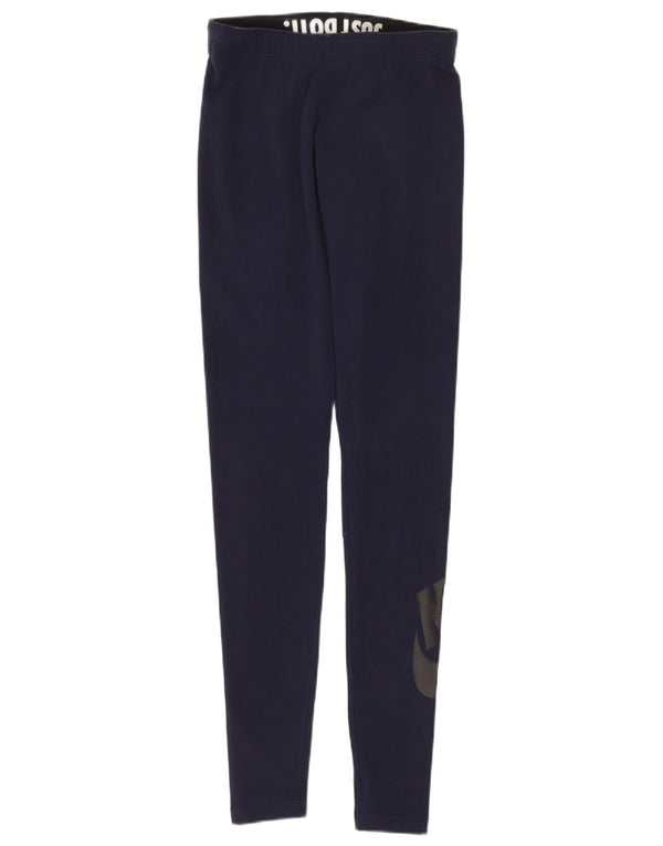 Leggings grafici da donna Nike UK 4 XS cotone blu navy
