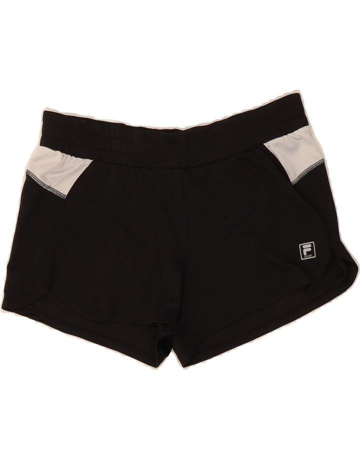 FILA Womens Sport Shorts UK 14 Medium  Black Colourblock Polyester Vintage Fila and Second-Hand Fila from Messina Hembry 
