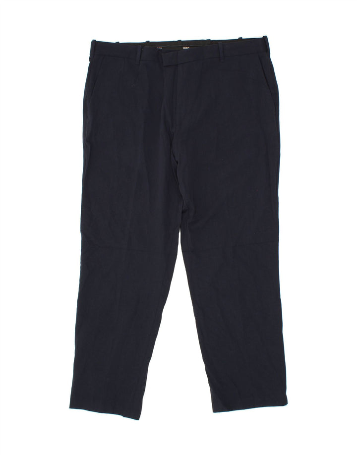 IZOD Mens Straight Suit Trousers W38 L30 Navy Blue Polyester Vintage Izod and Second-Hand Izod from Messina Hembry 