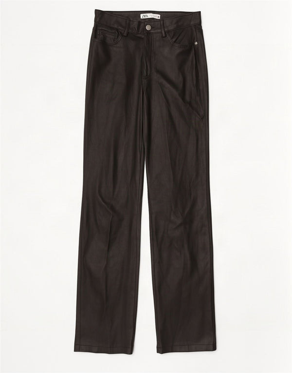 Pantaloni dritti in ecopelle da donna Zara EU 36 XS W26 L31 Neri