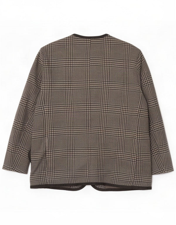 Jachetă blazer supradimensionată pentru femei, cu 4 nasturi, IT 43 Medium Gri, carouri