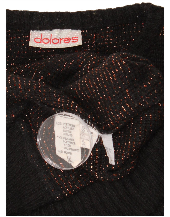 Dolores Womens Abstract Pattern Boat Neck Jumper Sweater EU 40 Medium Black