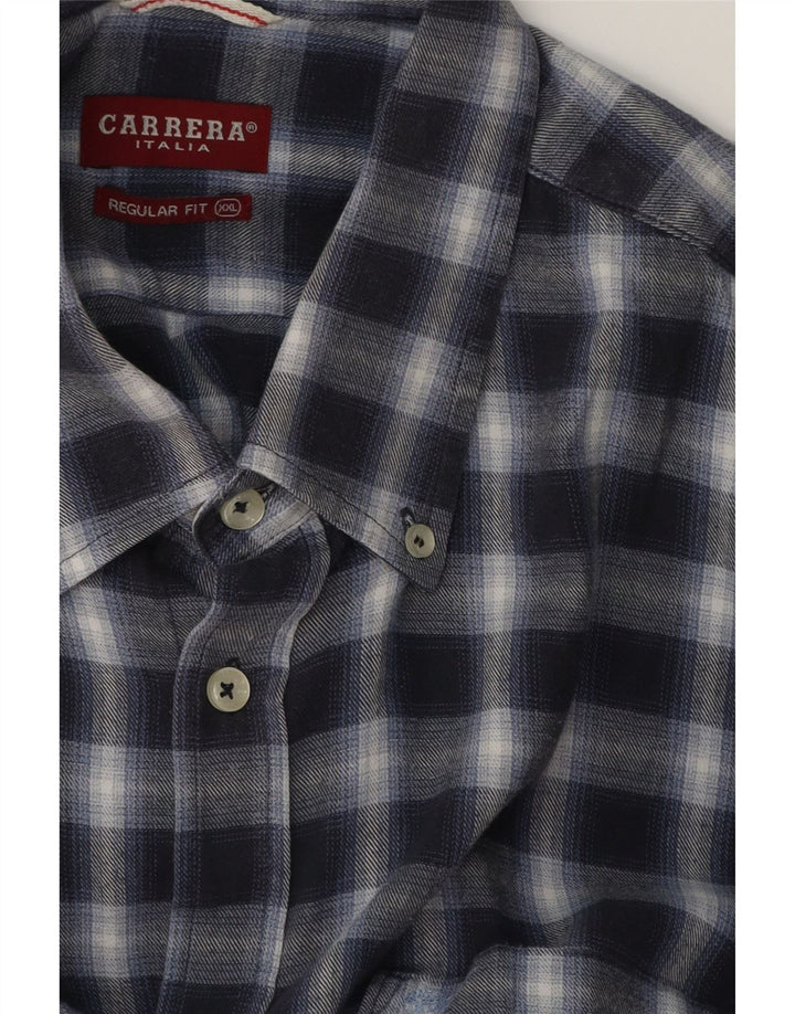 CARRERA Mens Regular Fit Flannel Shirt 2XL Navy Blue Check