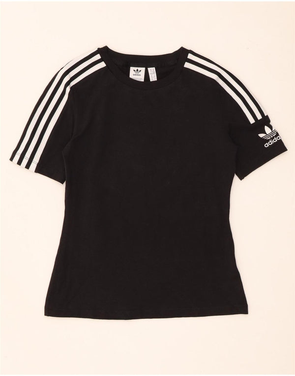Adidas Womens T-Shirt Top UK 14 Medium Black Cotton
