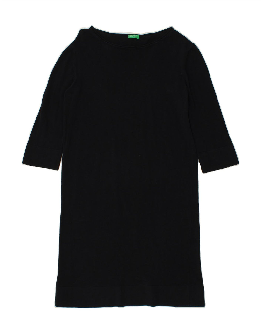 BENETTON Womens 3/4 Sleeve Shift Dress UK 12 Medium Navy Blue Vintage Benetton and Second-Hand Benetton from Messina Hembry 