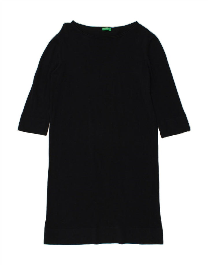 BENETTON Womens 3/4 Sleeve Shift Dress UK 12 Medium Navy Blue Vintage Benetton and Second-Hand Benetton from Messina Hembry 