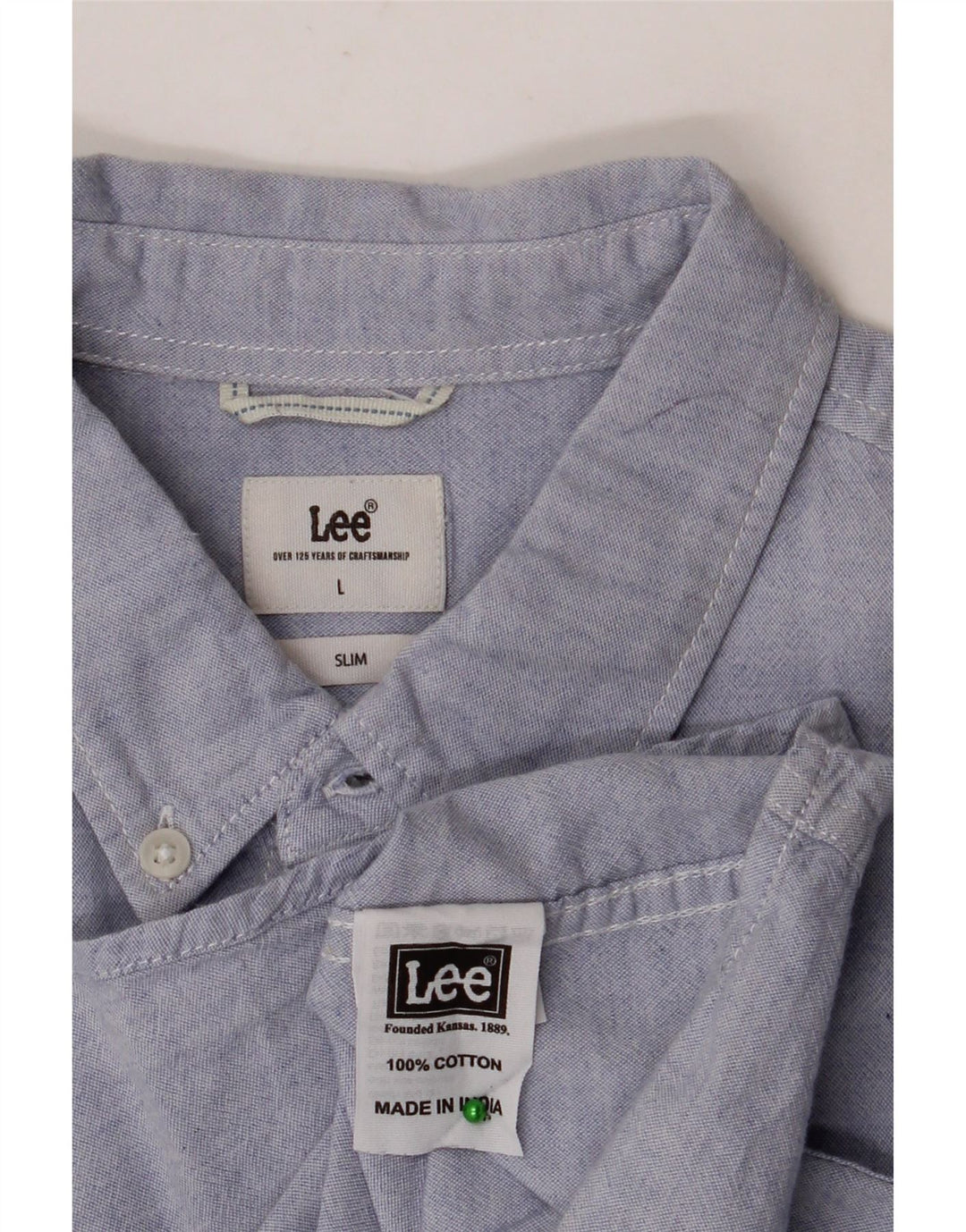 LEE Mens Slim Fit Shirt Large Blue Cotton