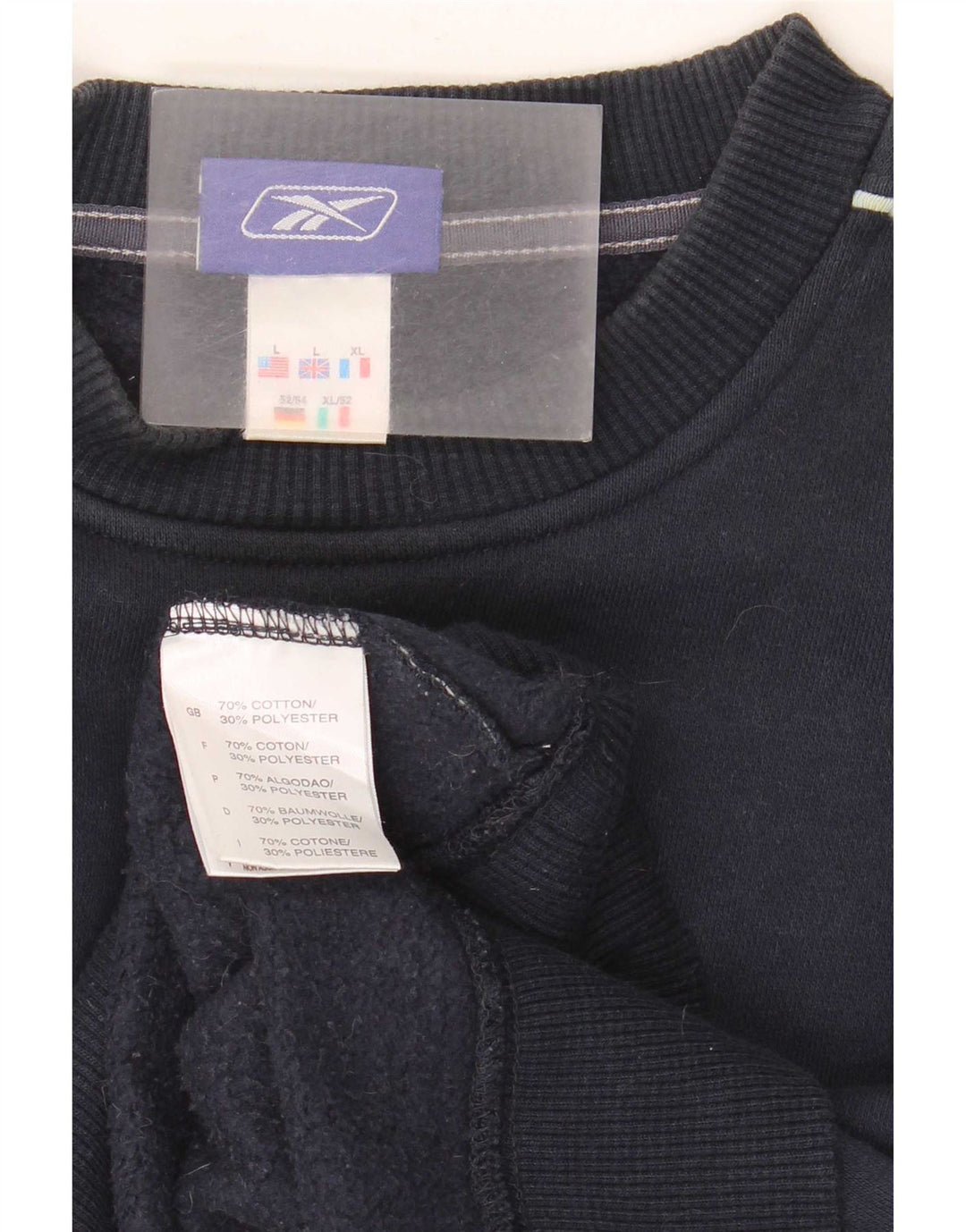 Reebok Mens Sweatshirt Jumper Large Navy Blue Cotton