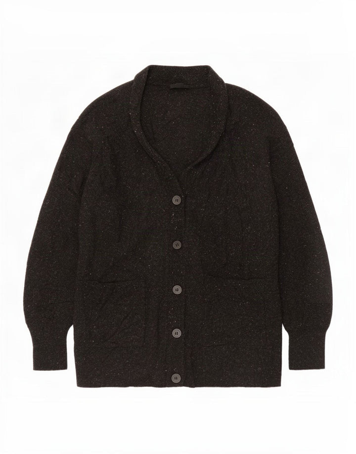 Cos Womens Oversized Cardigan Sweater UK 10 Small Black Flecked Wool