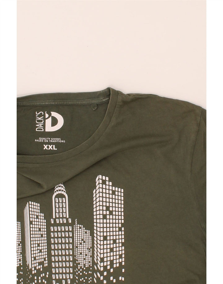 DACK'S Mens Graphic T-Shirt Top 2XL Khaki Cotton Vintage Dack's and Second-Hand Dack's from Messina Hembry 